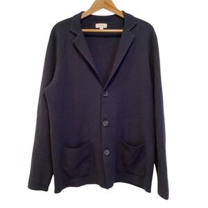 Calvin Klein Navy Blue Cardigan Sweater Button Front Pockets - Medium